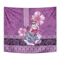 Hawaii Mele Kalikimaka Tapestry Funny Santa with Tribal Tattoos Kakau Purple Color LT03 - Polynesian Pride