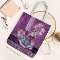 Hawaii Mele Kalikimaka Tote Bag Funny Santa with Tribal Tattoos Kakau Purple Color LT03 White Strap One Size Purple - Polynesian Pride