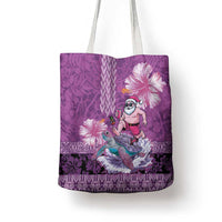 Hawaii Mele Kalikimaka Tote Bag Funny Santa with Tribal Tattoos Kakau Purple Color LT03 - Polynesian Pride