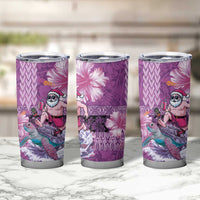 Hawaii Mele Kalikimaka Tumbler Cup Funny Santa with Tribal Tattoos Kakau Purple Color LT03 - Polynesian Pride