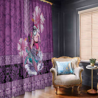 Hawaii Mele Kalikimaka Window Curtain Funny Santa with Tribal Tattoos Kakau Purple Color LT03 - Polynesian Pride