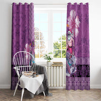 Hawaii Mele Kalikimaka Window Curtain Funny Santa with Tribal Tattoos Kakau Purple Color LT03 - Polynesian Pride