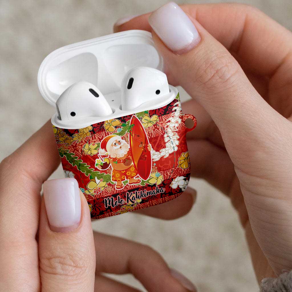 Hawaii Santa Mele Kalikimaka AirPods Case Tropical Puakenikeni Lei with Polynesian Tribal Pattern - Polynesian Pride
