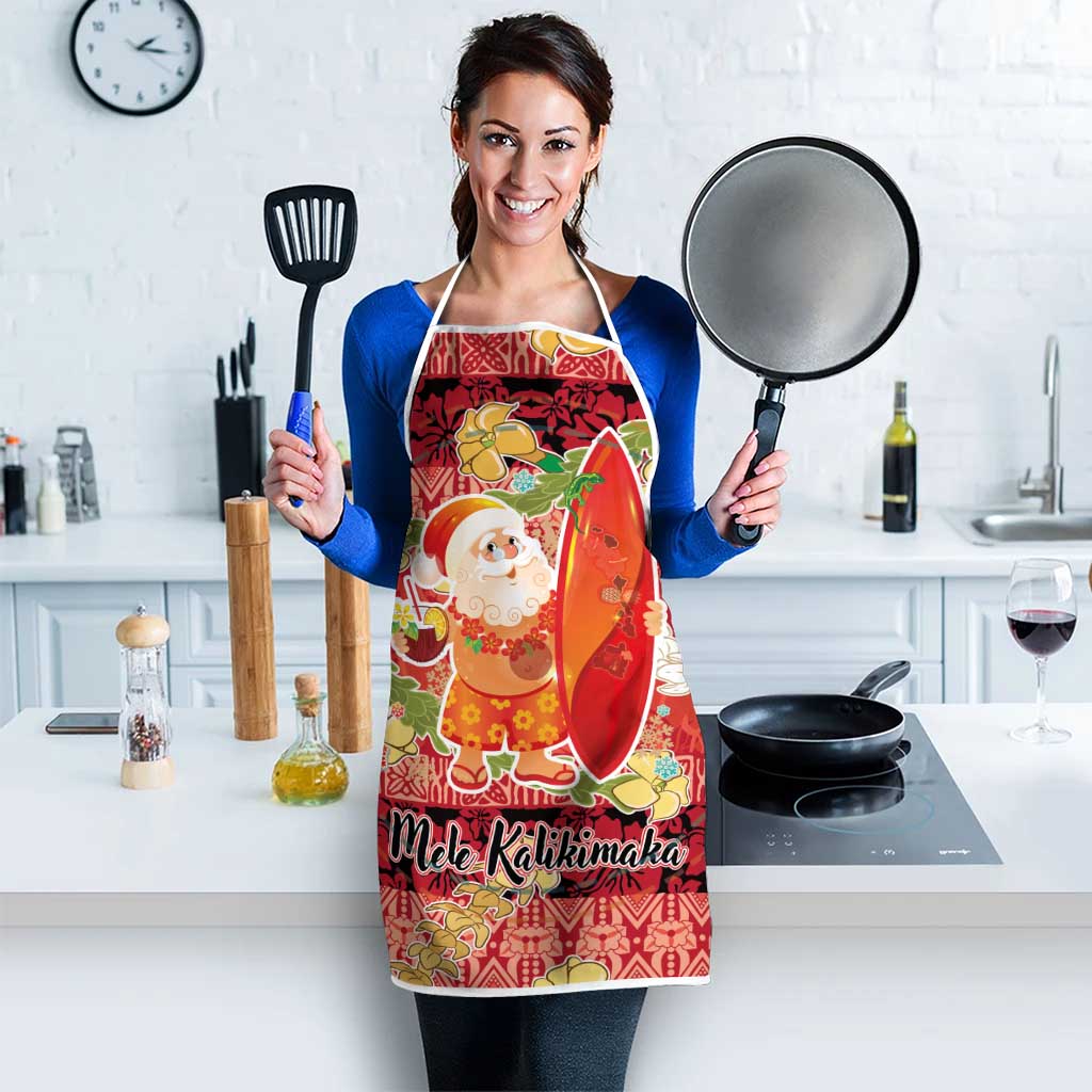 Hawaii Santa Mele Kalikimaka Apron Tropical Puakenikeni Lei with Polynesian Tribal Pattern - Polynesian Pride