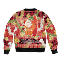 Hawaii Santa Mele Kalikimaka Bomber Jacket Tropical Puakenikeni Lei with Polynesian Tribal Pattern LT03 - Polynesian Pride