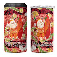 Hawaii Santa Mele Kalikimaka 4 in 1 Can Cooler Tumbler Tropical Puakenikeni Lei with Polynesian Tribal Pattern LT03 One Size: 16 oz Red - Polynesian Pride