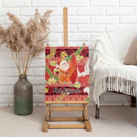 Hawaii Santa Mele Kalikimaka Canvas Wall Art Tropical Puakenikeni Lei with Polynesian Tribal Pattern - Polynesian Pride