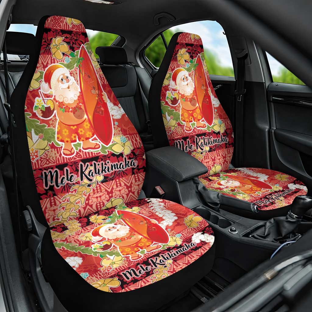 Hawaii Santa Mele Kalikimaka Car Seat Cover Tropical Puakenikeni Lei with Polynesian Tribal Pattern LT03 One Size Red - Polynesian Pride