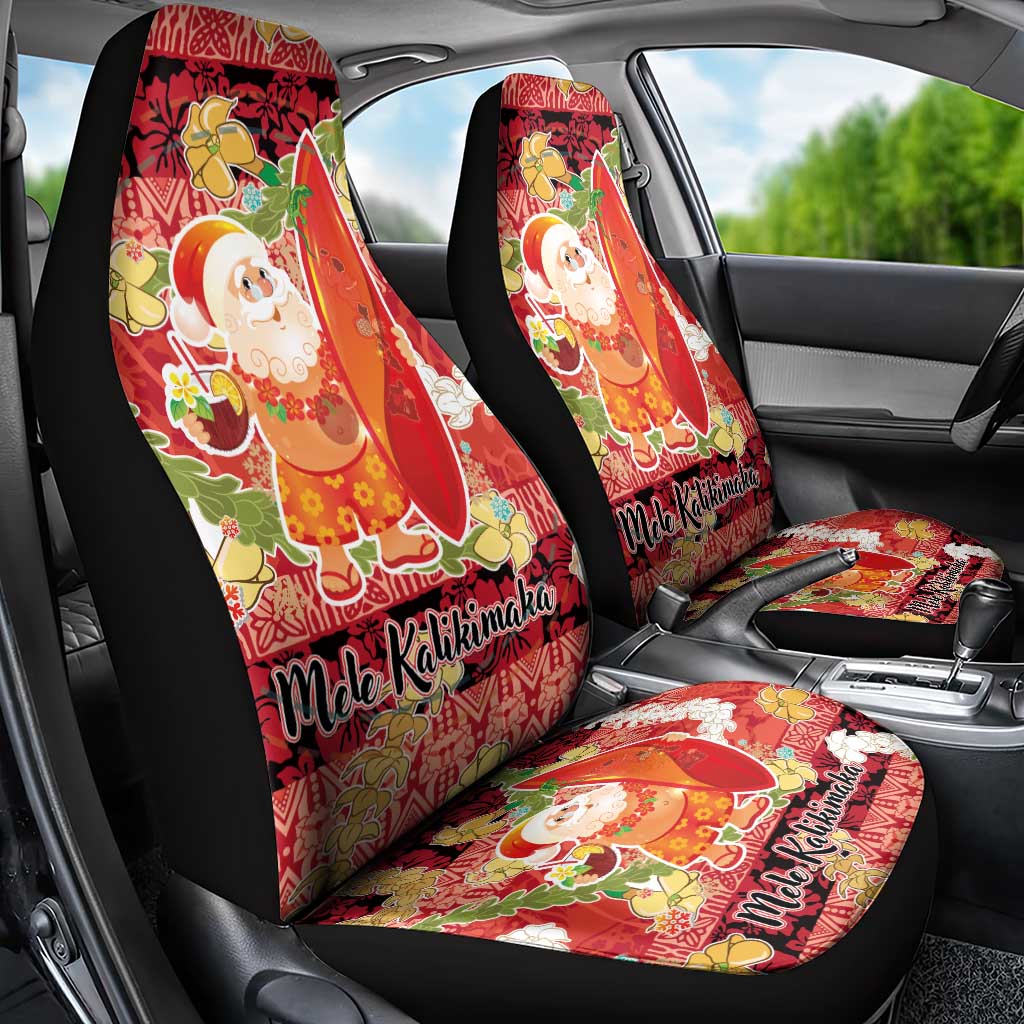 Hawaii Santa Mele Kalikimaka Car Seat Cover Tropical Puakenikeni Lei with Polynesian Tribal Pattern LT03 - Polynesian Pride