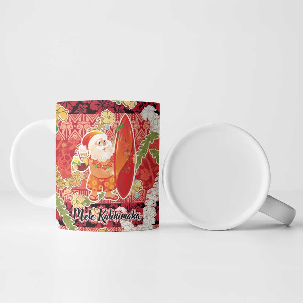 Hawaii Santa Mele Kalikimaka Ceramic Mug Tropical Puakenikeni Lei with Polynesian Tribal Pattern LT03 - Polynesian Pride