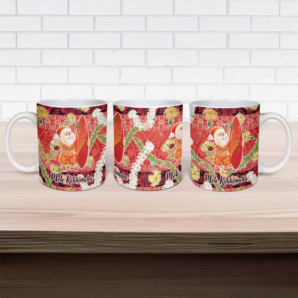 Hawaii Santa Mele Kalikimaka Ceramic Mug Tropical Puakenikeni Lei with Polynesian Tribal Pattern LT03 - Polynesian Pride