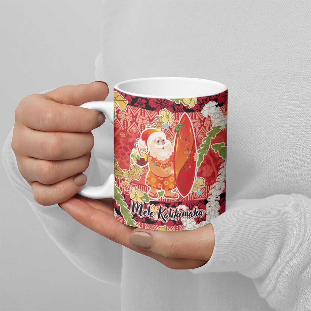 Hawaii Santa Mele Kalikimaka Ceramic Mug Tropical Puakenikeni Lei with Polynesian Tribal Pattern LT03 - Polynesian Pride