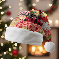 Hawaii Santa Mele Kalikimaka Christmas Santa Hat Tropical Puakenikeni Lei with Polynesian Tribal Pattern LT03 Without Fur Red - Polynesian Pride
