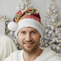 Hawaii Santa Mele Kalikimaka Christmas Santa Hat Tropical Puakenikeni Lei with Polynesian Tribal Pattern LT03 - Polynesian Pride