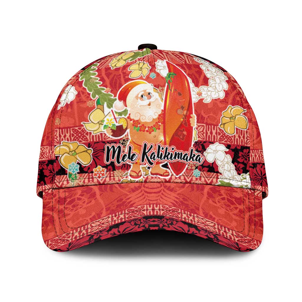 Hawaii Santa Mele Kalikimaka Classic Cap Tropical Puakenikeni Lei with Polynesian Tribal Pattern - Polynesian Pride