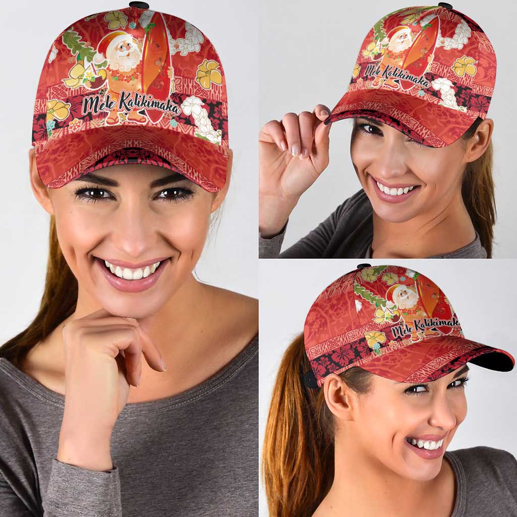 Hawaii Santa Mele Kalikimaka Classic Cap Tropical Puakenikeni Lei with Polynesian Tribal Pattern - Polynesian Pride