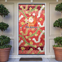 Hawaii Santa Mele Kalikimaka Door Cover Tropical Puakenikeni Lei with Polynesian Tribal Pattern LT03 Red - Polynesian Pride