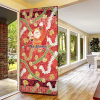Hawaii Santa Mele Kalikimaka Door Cover Tropical Puakenikeni Lei with Polynesian Tribal Pattern LT03 - Polynesian Pride