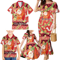 Hawaii Santa Mele Kalikimaka Family Matching Mermaid Dress and Hawaiian Shirt Tropical Puakenikeni Lei with Polynesian Tribal Pattern LT03 - Polynesian Pride