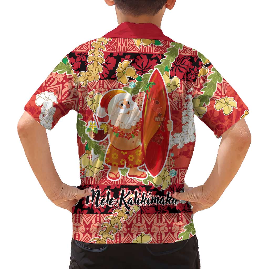 Hawaii Santa Mele Kalikimaka Family Matching Off Shoulder Maxi Dress and Hawaiian Shirt Tropical Puakenikeni Lei with Polynesian Tribal Pattern LT03 - Polynesian Pride