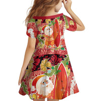 Hawaii Santa Mele Kalikimaka Family Matching Off Shoulder Maxi Dress and Hawaiian Shirt Tropical Puakenikeni Lei with Polynesian Tribal Pattern LT03 - Polynesian Pride
