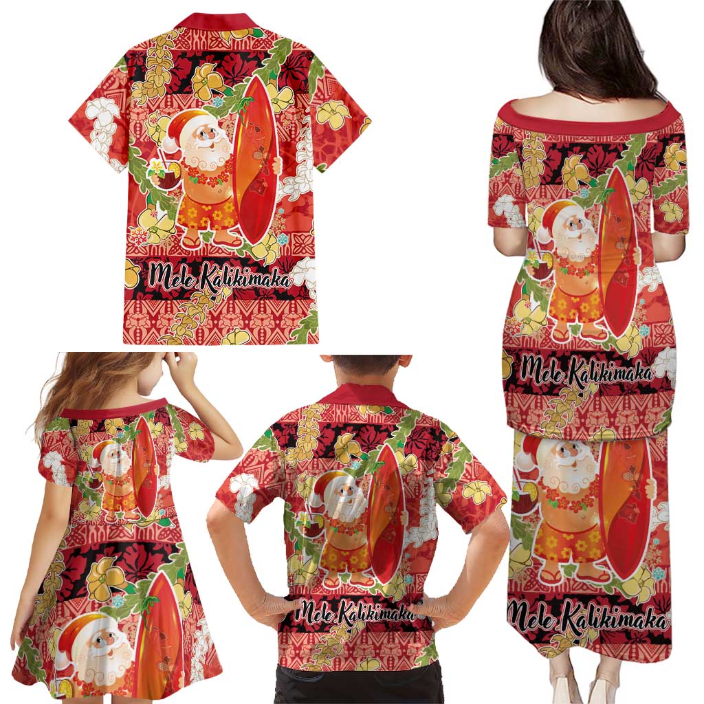 Hawaii Santa Mele Kalikimaka Family Matching Puletasi and Hawaiian Shirt Tropical Puakenikeni Lei with Polynesian Tribal Pattern LT03 - Polynesian Pride