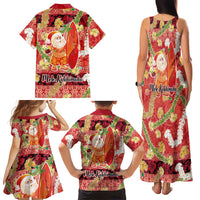 Hawaii Santa Mele Kalikimaka Family Matching Tank Maxi Dress and Hawaiian Shirt Tropical Puakenikeni Lei with Polynesian Tribal Pattern LT03 - Polynesian Pride