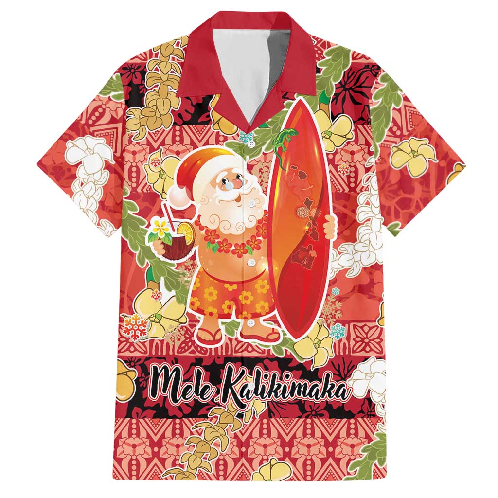 Hawaii Santa Mele Kalikimaka Hawaiian Shirt Tropical Puakenikeni Lei with Polynesian Tribal Pattern LT03 Red - Polynesian Pride