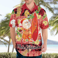 Hawaii Santa Mele Kalikimaka Hawaiian Shirt Tropical Puakenikeni Lei with Polynesian Tribal Pattern LT03 - Polynesian Pride
