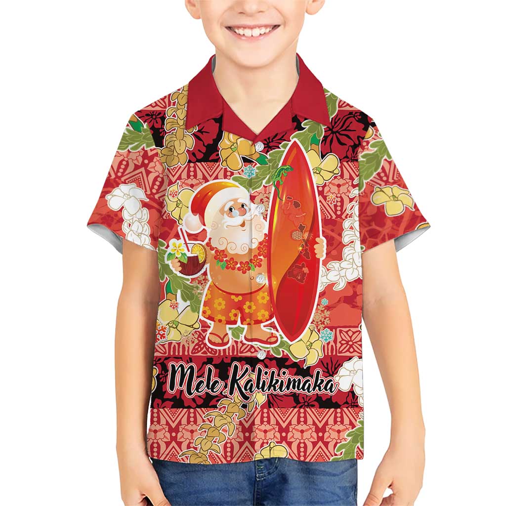 Hawaii Santa Mele Kalikimaka Hawaiian Shirt Tropical Puakenikeni Lei with Polynesian Tribal Pattern LT03 - Polynesian Pride