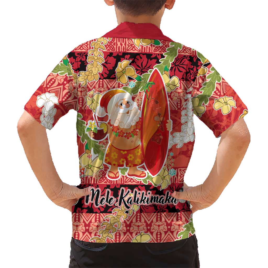 Hawaii Santa Mele Kalikimaka Hawaiian Shirt Tropical Puakenikeni Lei with Polynesian Tribal Pattern LT03 - Polynesian Pride