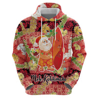 Hawaii Santa Mele Kalikimaka Hoodie Tropical Puakenikeni Lei with Polynesian Tribal Pattern LT03 - Polynesian Pride
