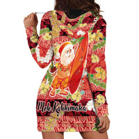 Hawaii Santa Mele Kalikimaka Hoodie Dress Tropical Puakenikeni Lei with Polynesian Tribal Pattern LT03 - Polynesian Pride