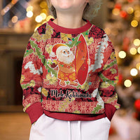 Hawaii Santa Mele Kalikimaka Kid Ugly Christmas Sweater Tropical Puakenikeni Lei with Polynesian Tribal Pattern LT03 - Polynesian Pride