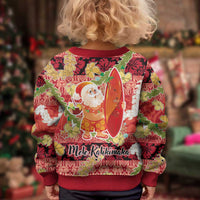Hawaii Santa Mele Kalikimaka Kid Ugly Christmas Sweater Tropical Puakenikeni Lei with Polynesian Tribal Pattern LT03 - Polynesian Pride