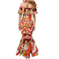 Hawaii Santa Mele Kalikimaka Mermaid Dress Tropical Puakenikeni Lei with Polynesian Tribal Pattern LT03 - Polynesian Pride