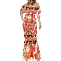 Hawaii Santa Mele Kalikimaka Mermaid Dress Tropical Puakenikeni Lei with Polynesian Tribal Pattern LT03 - Polynesian Pride