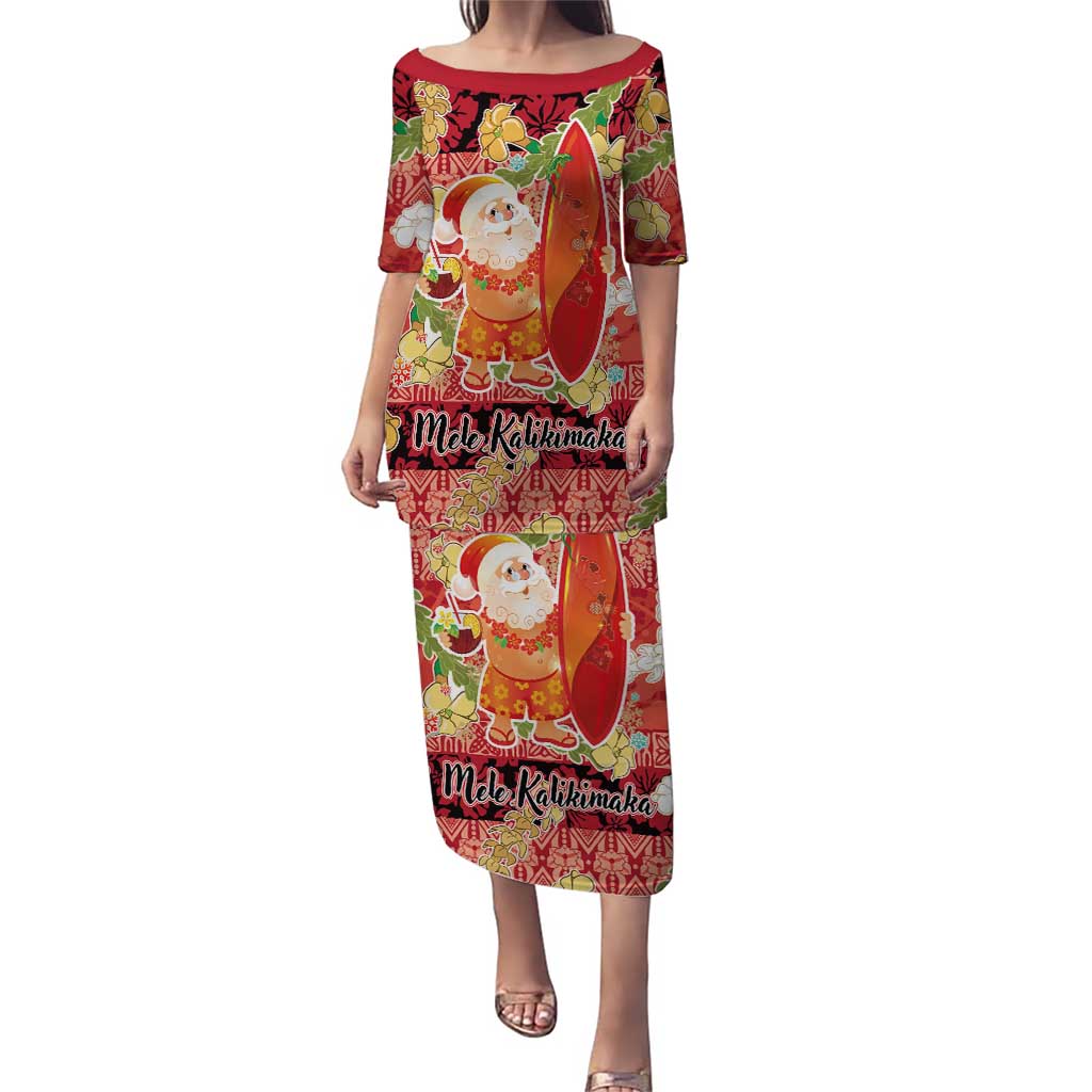 Hawaii Santa Mele Kalikimaka Puletasi Tropical Puakenikeni Lei with Polynesian Tribal Pattern - Polynesian Pride