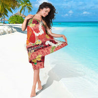 Hawaii Santa Mele Kalikimaka Sarong Tropical Puakenikeni Lei with Polynesian Tribal Pattern - Polynesian Pride