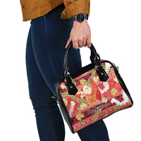 Hawaii Santa Mele Kalikimaka Shoulder Handbag Tropical Puakenikeni Lei with Polynesian Tribal Pattern - Polynesian Pride