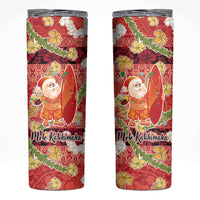 Hawaii Santa Mele Kalikimaka Skinny Tumbler Tropical Puakenikeni Lei with Polynesian Tribal Pattern LT03 Red - Polynesian Pride