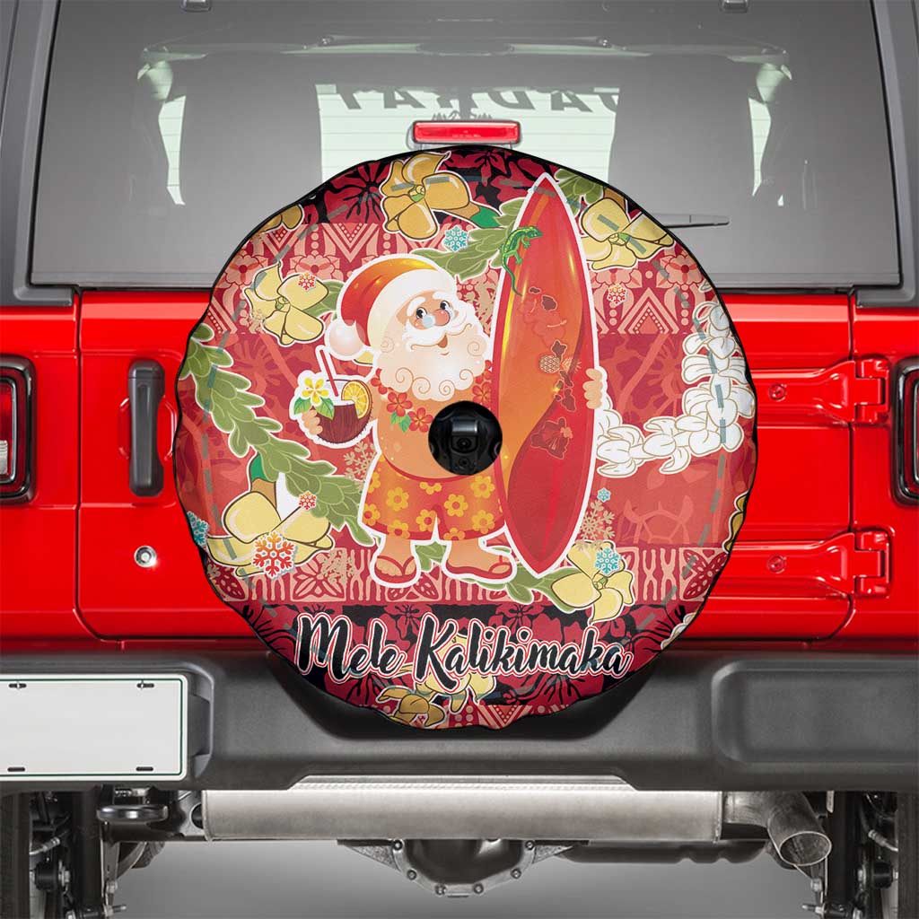 Hawaii Santa Mele Kalikimaka Spare Tire Cover Tropical Puakenikeni Lei with Polynesian Tribal Pattern LT03 - Polynesian Pride