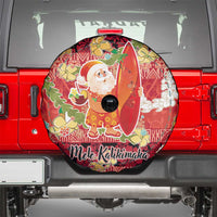 Hawaii Santa Mele Kalikimaka Spare Tire Cover Tropical Puakenikeni Lei with Polynesian Tribal Pattern LT03 - Polynesian Pride