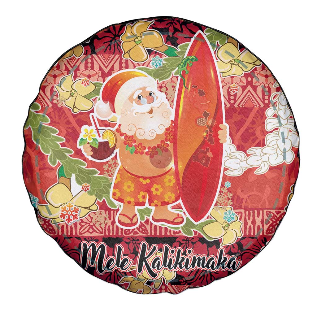 Hawaii Santa Mele Kalikimaka Spare Tire Cover Tropical Puakenikeni Lei with Polynesian Tribal Pattern LT03 - Polynesian Pride