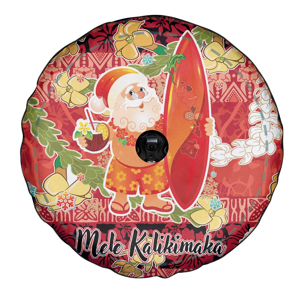 Hawaii Santa Mele Kalikimaka Spare Tire Cover Tropical Puakenikeni Lei with Polynesian Tribal Pattern LT03 - Polynesian Pride