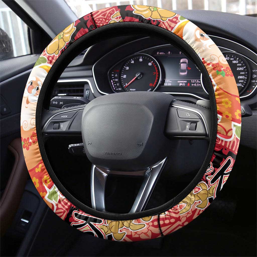 Hawaii Santa Mele Kalikimaka Steering Wheel Cover Tropical Puakenikeni Lei with Polynesian Tribal Pattern LT03 - Polynesian Pride