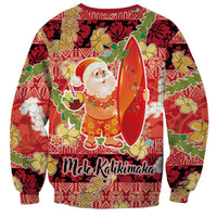 Hawaii Santa Mele Kalikimaka Sweatshirt Tropical Puakenikeni Lei with Polynesian Tribal Pattern LT03 - Polynesian Pride