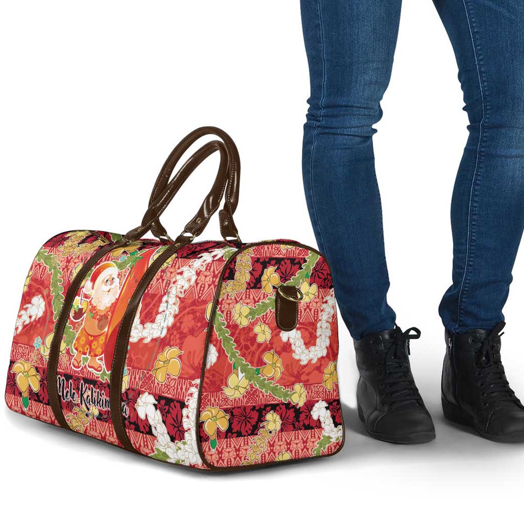 Hawaii Santa Mele Kalikimaka Travel Bag Tropical Puakenikeni Lei with Polynesian Tribal Pattern LT03 - Polynesian Pride