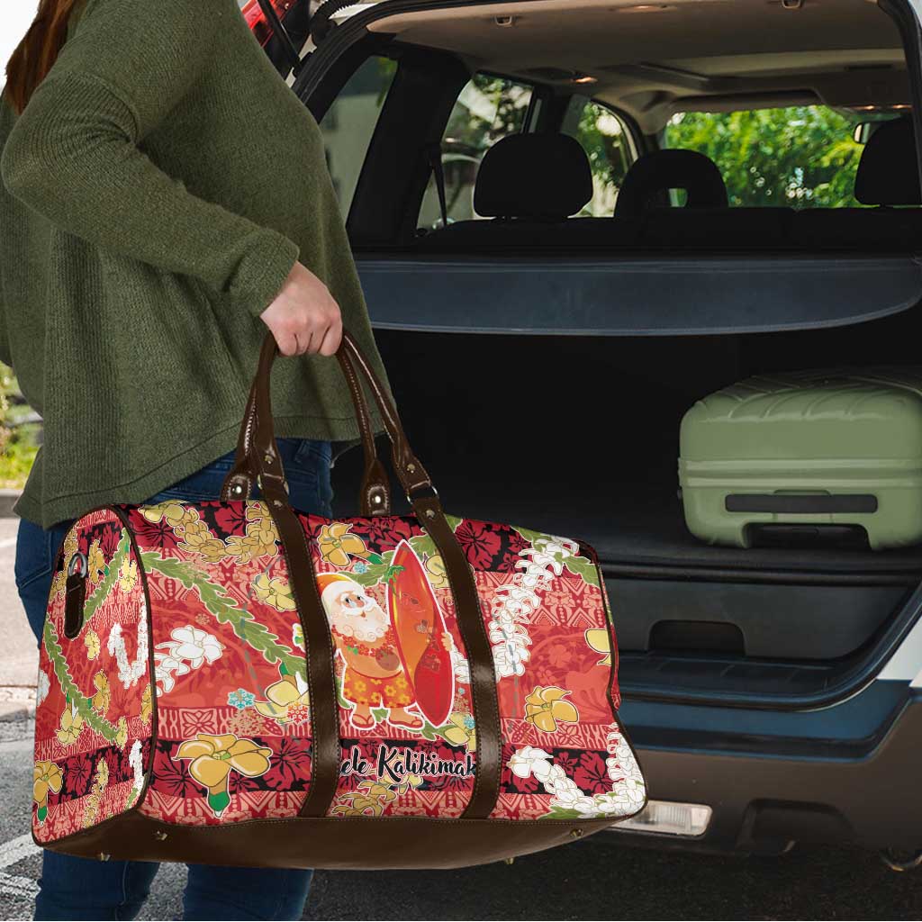 Hawaii Santa Mele Kalikimaka Travel Bag Tropical Puakenikeni Lei with Polynesian Tribal Pattern LT03 - Polynesian Pride