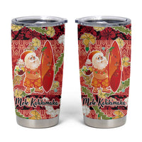 Hawaii Santa Mele Kalikimaka Tumbler Cup Tropical Puakenikeni Lei with Polynesian Tribal Pattern LT03 Red - Polynesian Pride